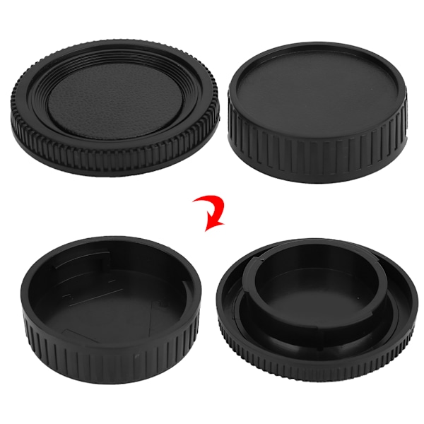 Svart Plast Bärbar Lins Bakre Skydd Kropp Främre Lock Kit Passar Minolta MD Mount Kamera