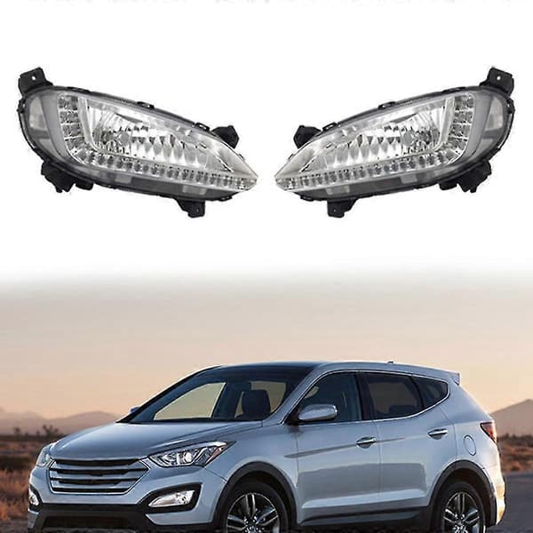 【03】Left LED DRL Fog Light for Hyundai Santa Fe IX45 2013-2017 Automatic Driving Light Daytime Running Light Bumper Lamp as shown