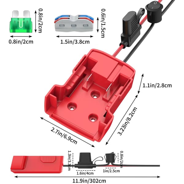 【03】2-pack Power Wheel-adapter för Milwaukee M18-batteriadapter 18V med säkringar och trådterminal Med strömbrytare