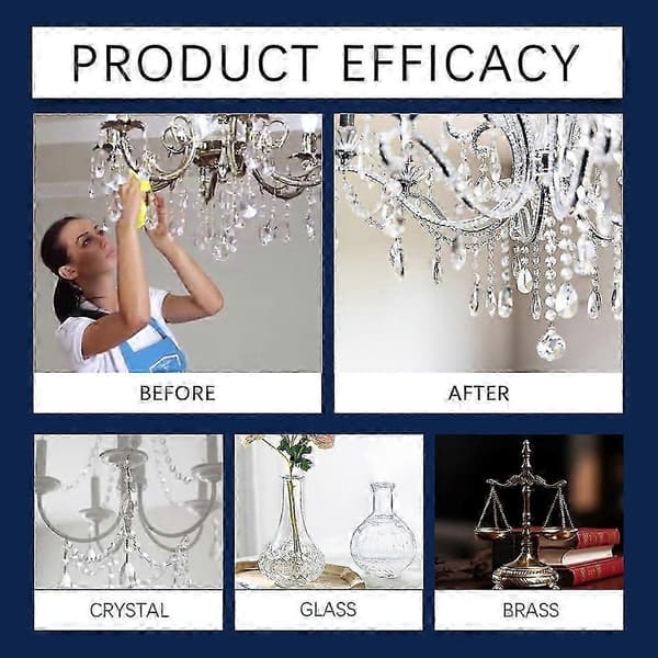 【03】Sparkle Plenty Lysekrone Rengøring Dryp Tør Spray Ingen Aftørring - Støvmoppe & Stribefri Glasrensespray 2PCs