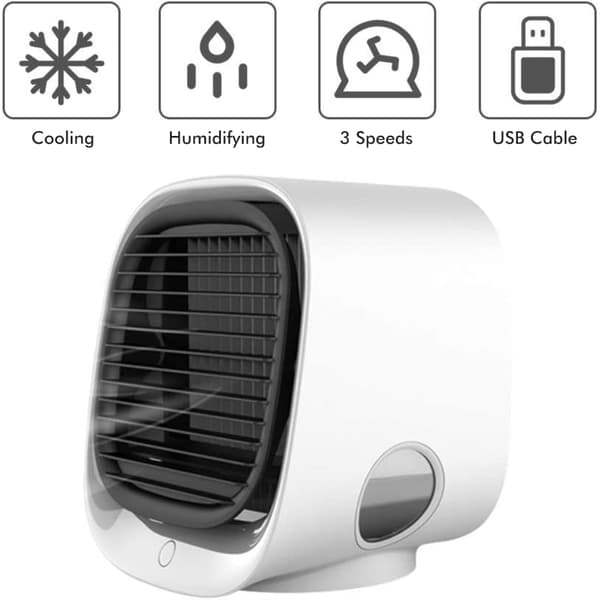 Bærbar Luftkøler USB Opladning Luftventilator Støjsvag Desktop Køling Luftfugter Ventilator til Hjemmekontor Kollegium Rejse