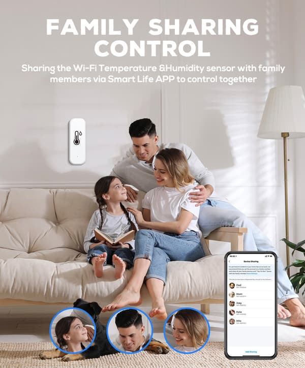 【03】Wireless Thermometer & Hygrometer 4-pack – Smart WiFi Temperature and Humidity Meter with App, Notifications & Remote Monitoring White