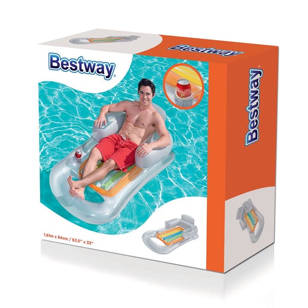 Uppblåsbar madrass, fåtölj, solstol 161 x 84 cm Bestway 43028 silver
