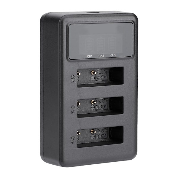 Action Kamera Batterioplader 3 Slot USB Opladning Sort Tilbehør til Sony NP-BX1