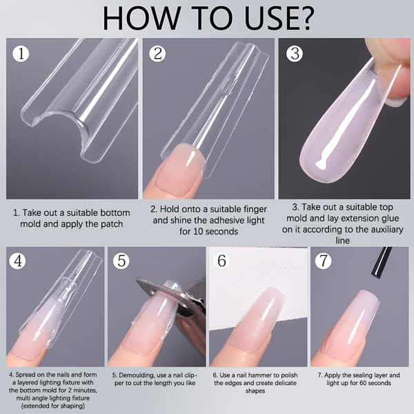 【03】Sandwich Dual Nail Forms 240 pcs 15 sizes quick extensions - dual form A