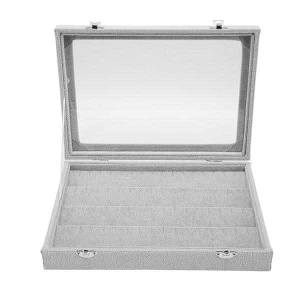 Nålutställningsfodral Transparent Glas Dammtät Nålsamlingsutställningslåda för Militärmedalj Märke Smycken Nål Mellangrå Grå, Medium