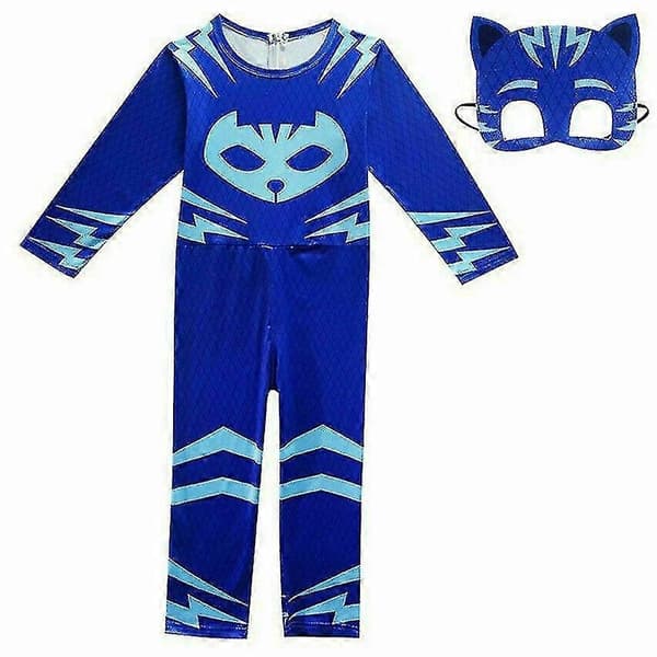 【03】Børns rollespilskostume ugle, katte-dreng eller gekko forklædning E Blå Blå Blue S(110-120CM)