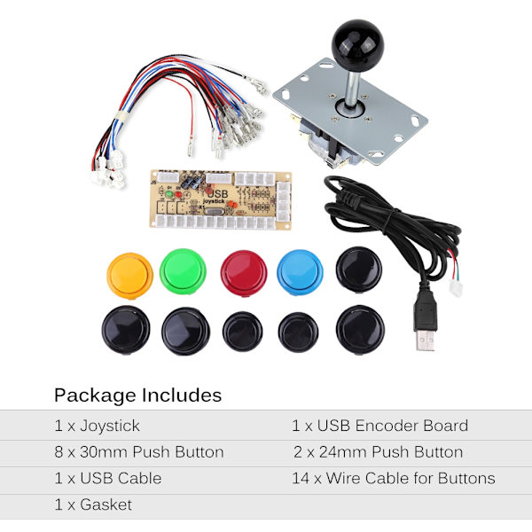 Zero Delay Arcade Game DIY Kits Delar 10 Knappar JoyStick USB-kodare för MAME PC