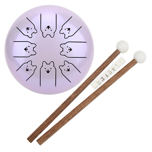 Tungtrumma i legerat stål 8 toner 5,5 tum Chakra Tank Eterisk Lotus Handpan Lavendel 12 Zodiak Hund