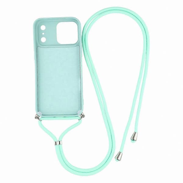 Mjukt TPU-telefonskal med fiberfoder och axelrem för 17 Pro-modeller Baby Blue