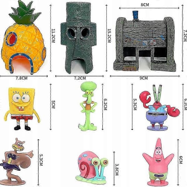 【03】SpongeBob-talohahmosetti Mökit Koriste-akvaario