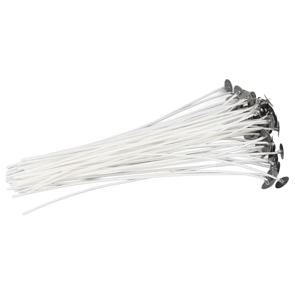 50 stk. Candle Wick Pre Waxed 20 cm Lav Røg Metal Sustainer Tab til DIY Lysfremstilling
