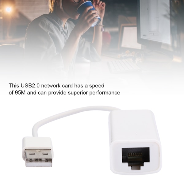 USB2.0 Ethernet Adapter RJ45 Hvid ABS RTL8152B Chip Computer Eksternt Netværkskort