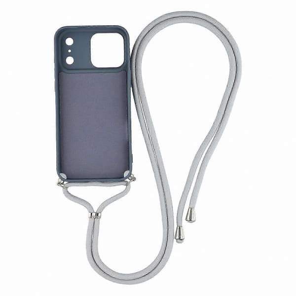 Mjukt TPU-telefonskal med fiberfoder och axelrem för 17 Pro-modeller Lavender Grey