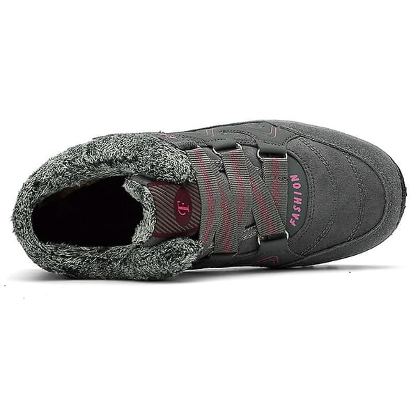 【03】Vattentäta slip-on snökängor för damer med fleecefoder, Varma vinterskor 2K6137 Grå-Röd GråRöd GrayRed GrayRed 43
