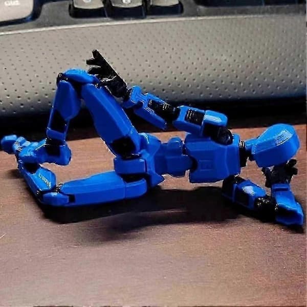 T13 Actionfigur, Velegnet til Titan 13, Robot Actionfigur, 3D-printet med Fuld Artikulation til Stop Motion Animation Entusiaster Blue black