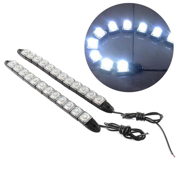 2 st Universal 12 LED DRL Flexibel Bil Varselljus Körljus Dimljus