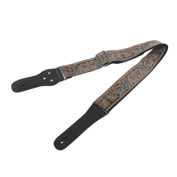 Elektrisk Gitarrrem Justerbar Nylon Broderad Axelrem med Halkfritt Spänne Grön Brun