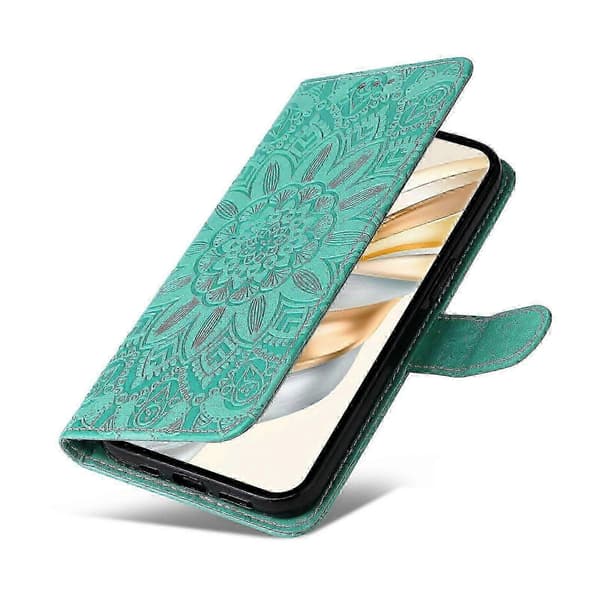 Læderetui til Honor Magic7 Lite 5G/ X9c 5G Solsikke Pung Cover -NBB Green