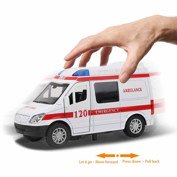 1:32 Mini-simulaatio metalliseosambulanssiauto ääni- ja valomallileluajoneuvo (punainen)