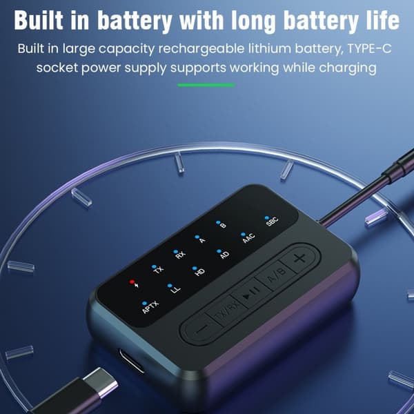 Bluetooth-lähetin-vastaanotin, 2-in-1 V5.4 langaton sovitin, kaksoislinkki AptX Adaptive/Low Latency/HD Audio, Aux-sovitin