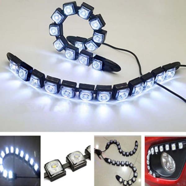 2 st Universal 12 LED DRL Flexibel Bil Varselljus Körljus Dimljus