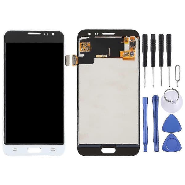 TFT LCD-skærm til Galaxy J3 (2016) J320fn, J320f, J320g, J320m, J320a, J320v, J320p med digitaliseringsfunktion, komplet samling (sort) White