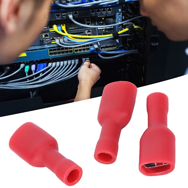 1000 stk. FDFD1-250 PVC Fuld Isoleret Hun Terminal Ledningsstik Terminal Kit Rød