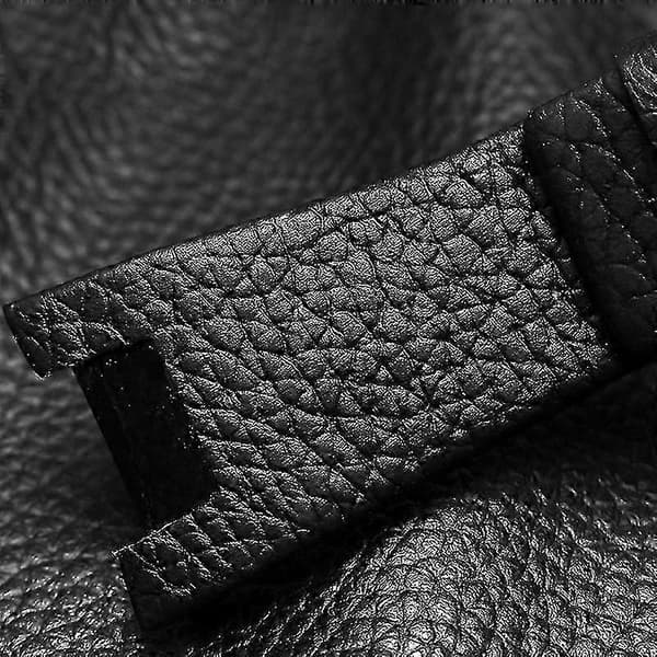 Læderrem med indhak, 32 mm bredde til armbåndsur Black-Litchi