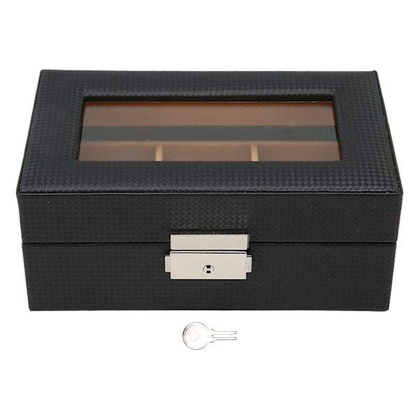 Ur Display Holder Stilfuld Let Luksus 3 Slots Låsbar Støvtæt Urkasse med Glasplade Sort
