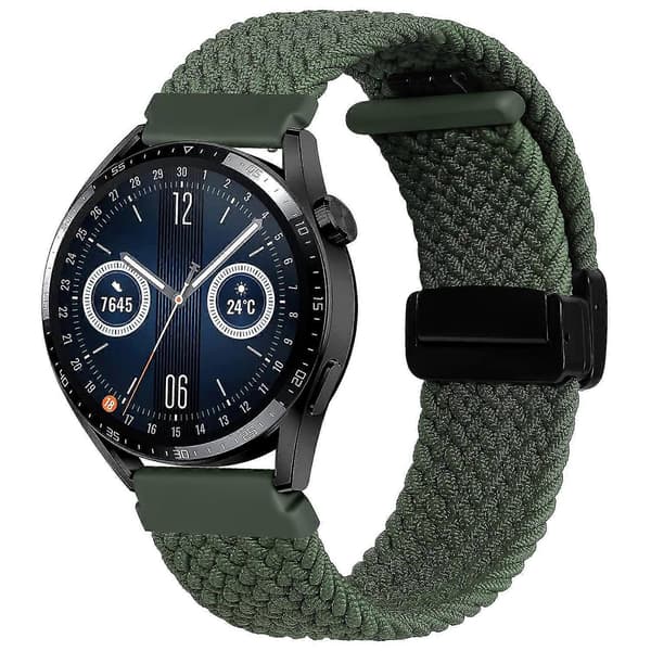 För Garmin Forerunner 265/255/Vivoactive 4/Venu 2 22 mm nylonarmband + vikbart spänne Green