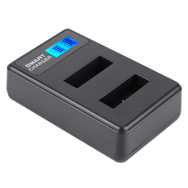 Bærbar Rejse Udendørs USB Opladning LCD Dobbelt Slots Oplader til NP-BX1 Batteri Sort