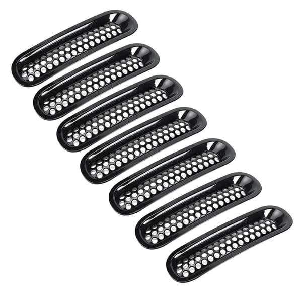 7 stk. sort bil frontkofanger mesh grill passer til Jeep Wrangler JK 2007-2017