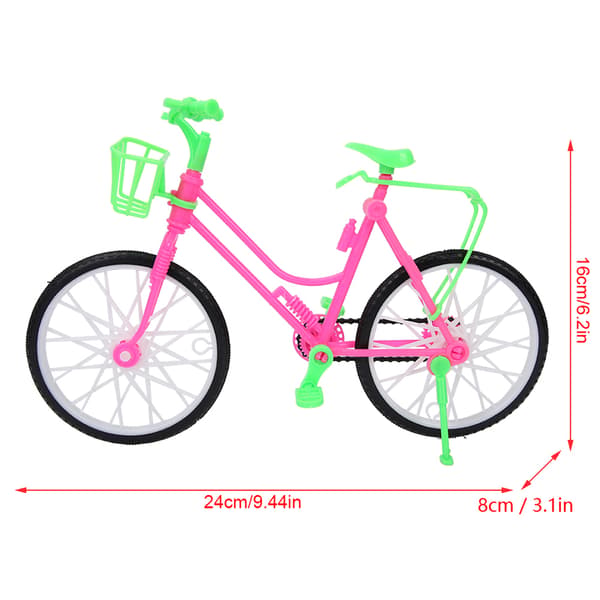 Legetøjs Cykel i Plastik med Kurv til Pin Dukke Udendørs Tilbehør