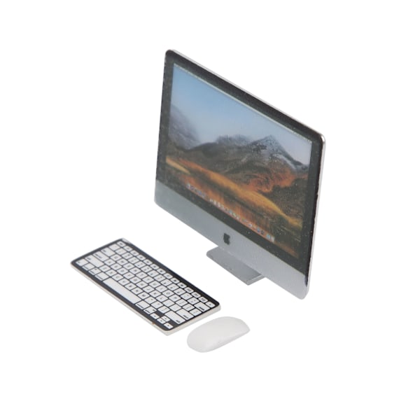 1:12 Miniatur Computer Sæt Skærm Tastatur Mus Simulation Dukkehus Tilbehør Computersæt