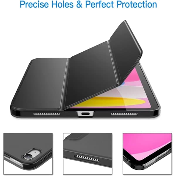 【03】Fodral för iPad (A16) 11:e/10:e generationen (2025/2022), Slim Stand Hårt Baksidesfodral Auto Wake/Sleep-funktion Svart