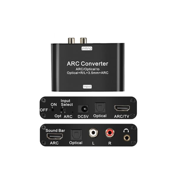HDMI ARC Audio Extractor med Digital Optisk Stereo RCA L/R Koaxial SPDIF, 3,5 mm Jack ARC-adapter, 192KHz DAC-omvandlare