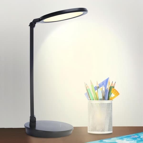 Sort Sammenfoldelig LED Natlampe 8W, 3000-6500K, Rund Øjenlampe, til Studie og Kontor