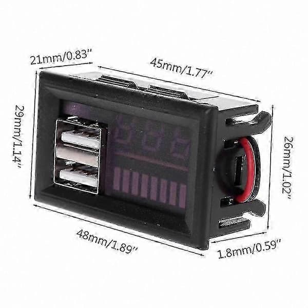 Digital voltmeter 12V batterispændingspanel til bil og motorcykel med USB 5V 2A udgang