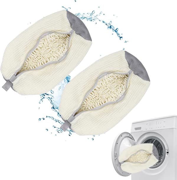 【03】Sneaker vaskepose, skovaskepose til vaskemaskine og tørretumbler (CREAM - 2 STK)