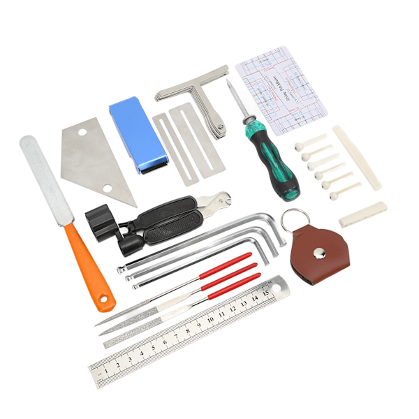 36st Gitarrreparationsverktyg Kit Setup Underhåll Strängbyte Stämnyckel Nivelleringslinjal