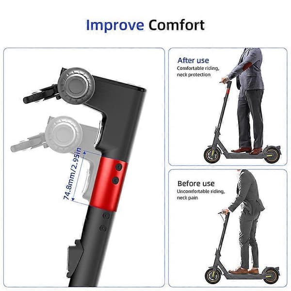 【03】Scooter Aluminium Forreste Stang Forlængerrør Bjælke Justerbar Højdeforøgelse Til Ninebot Max G30/G30D/G30LP/G30E TilbehørCJY Black for Max G30