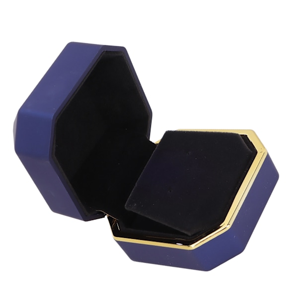 Ring Presentask Elegant Skyddande Liten Smyckesförvaring Displayfodral med Lampa för Frieri Bröllop Blå