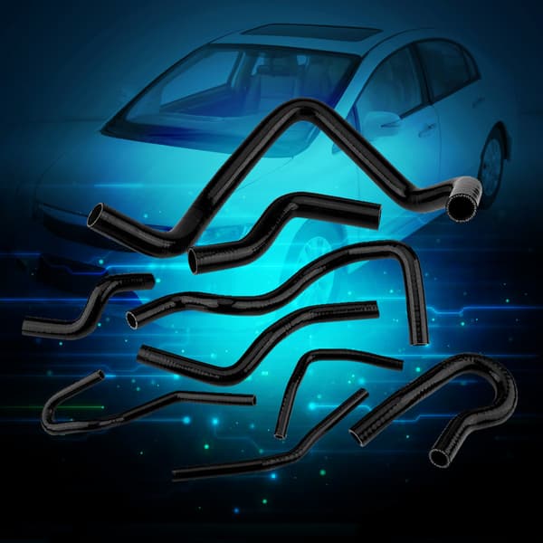 9 stk. Sort Silikone Auto Radiator Slange Sæt til Civic D15 D16 SOHC EG/EK 1992‑2000