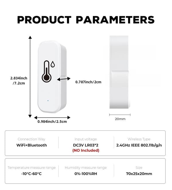 【03】Wireless Thermometer & Hygrometer 4-pack – Smart WiFi Temperature and Humidity Meter with App, Notifications & Remote Monitoring White