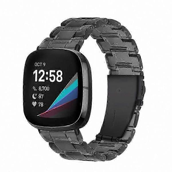 20 mm harpiksrem med spænde i rustfrit stål til Fitbit Versa 4/Sense 2 udskiftningsurrem Transparent Black