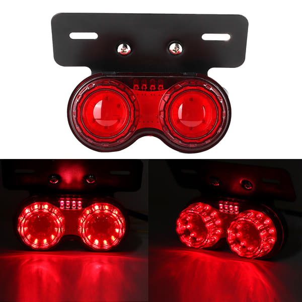 12V Rund LED Broms- och Bakljus för Motorcykel Universal Modifierad Tillbehör Röd Lins