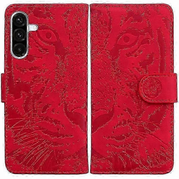 Plånboksfodral med tigerpräglad läder för Galaxy A26 5G Red
