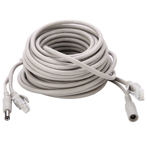 5M/10M/15M/20M RJ45+DC Ethernet CCTV-kabel för IP-kameror NVR-system 10Mbps100Mbps (15M)