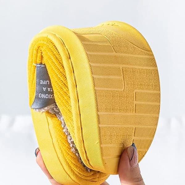 【03】Hjemmesko til kvinder, Komfortable hjemmesko, Varme patchwork-sko, Hjemmesko til kvinder til vinter Gul 36-37 36-37 Yellow